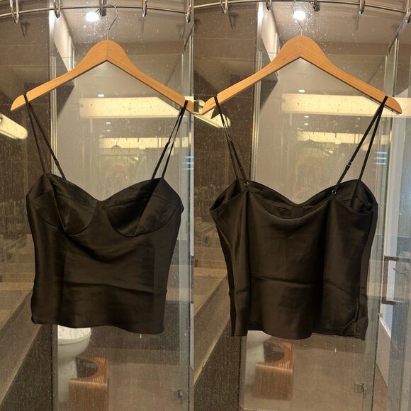 REFORMATION Sia Silk Two-Piece Sleeveless Top and Midi Skirt Set (Black) - Picture 12 of 16